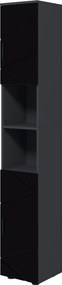 Mobile a Colonna per Bagno 30x30x183 cm in Truciolato Nero e Grigio...