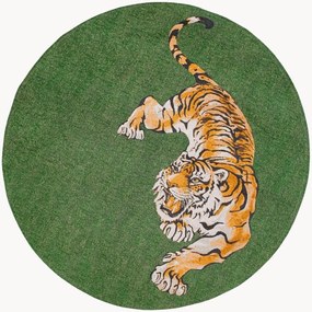 Tappeto rotondo jacquard da interno-esterno Tiger