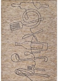 Passatoia Cucina Antiscivolo Monolì Beige – Tappeto in Ciniglia Lavabile con Decoro Monolinea
