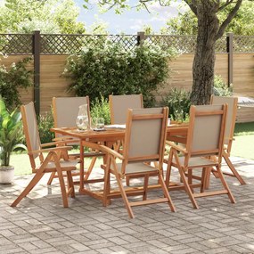 Set Pranzo Da Giardino 7pz Legno Massello Di Acacia E Textilene /