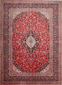 Kashan Tappeto 250 x 340 Blu (Iran) Annodato A Mano