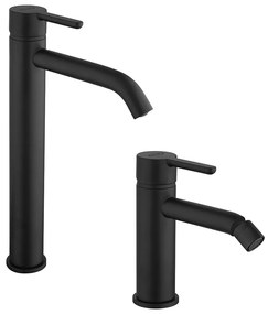 Miscelatori lavabo alto e bidet Jacuzzi   Rubinetteria serie Sunset nero