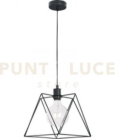 Lampadario a sospensione santana poligonale nera 1 luce attacco e27...