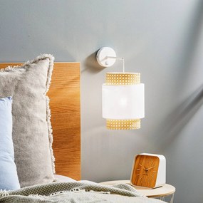Applique da parete Boho TK Lighting, dimmerabile, Bianco / Opale, Soggiorno / Sala da pranzo, Tessuto / Stoffa / Seta, Moderno, Applique