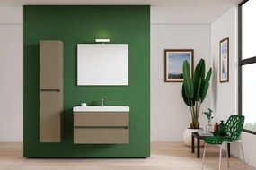 Composizione Kora con base portalavabo L 80cm 2 cassetti laccato beige greige e lavabo integrale in ceramica L.81 P.46,5 cm