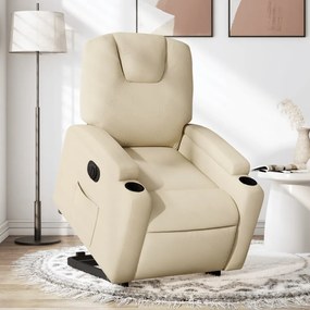Poltrona Alzapersona Reclinabile Elettrica Crema İn Tessuto /