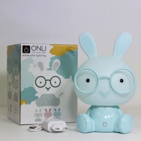 ONLI - Lampada notturna dimmerabile a LED per bambini PUPPIES LED/3W/230V 22 cm coniglietto/blu