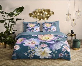 Set copripiumino e federa blu in raso di cotone per letto matrimoniale/per letto esteso 200x220 cm Mirery – Descanso