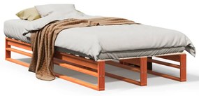 Letto Senza Materasso Marrone Cera 90x190 Cm İn Legno Di Pino /