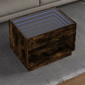 Tavolino Da Salotto Con Led Infinity Rovere Fumo 70x50x50 Cm /