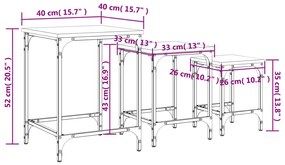 Tavolini Impilabili 3 pz Neri in Legno Multistrato