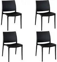 Sedia sala da pranzo set altea in plastica nero modello confort x 4