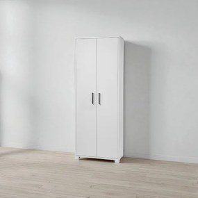 Scarpiera 2 ante grande in legno con ripiani 70x189h cm Bianco Frassino