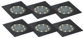 Set di 6 Faretti da incasso a terra quadrati neri con LED IP65 Solari - Terry