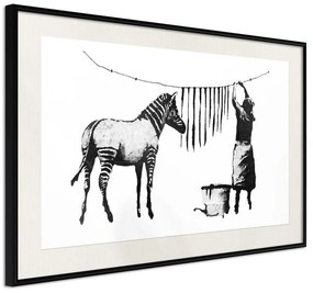 Poster  Banksy: Washing Zebra Stripes  Cornice Quadri Cornice nera con pass-partout, Larghezza x Altezza Home decor 45x30