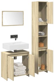 Set Mobili Da Bagno 3 Pz Rovere Sonoma İn Legno Multistrato /