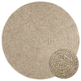 Tappeto Zızur Beige Ø 120cm Aspetto Iuta Per Interni Ed Esterni /