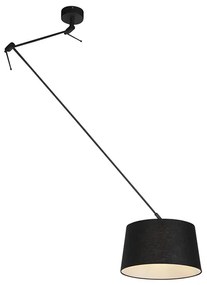 Lampada a sospensione nera con paralume in lino nero 35 cm - Blitz