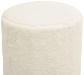 Sgabello rotondo bianco in peluche