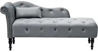 Chaise Lounge in velluto grigio imbottito con rivestimento a sinistra e cuscino in stile retr tradizionale