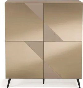Madia credenza 4 ante in vetro specchio Bronzo e cassa Tortora ARTE 120 con 5 piedini