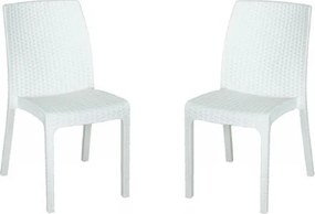 Sedia impilabile in polipropilene effetto rattan VIRGINIA Bianco set 2 pezzi