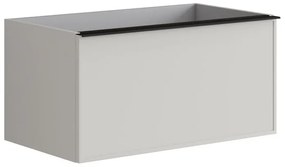 Mobile da bagno sotto lavabo Pixel frame frontale grigio pastello e maniglia alluminio nero laccato opaco L 80 x H 40 x P 45.5 cm 1 cassetto, lavabo non incluso