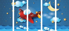 Quadri 5 pezzi – Volo in aereo