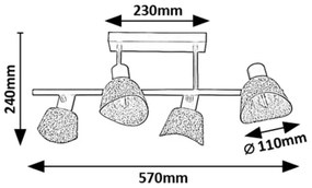 Rabalux 73010 - Lampadario a plafone FARELIA 4xE14/10W/230V