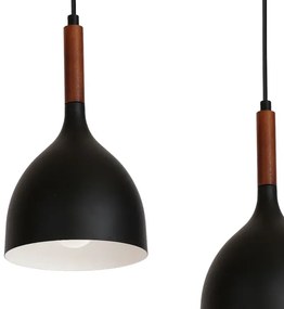 Lampadario a sospensione con filo NOAK WOOD 5xE27/60W/230V nero/legno scuro
