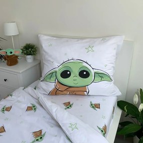 Biancheria da letto per bambini in cotone per letto singolo 140x200 cm Star Wars Baby Yoda - Jerry Fabrics