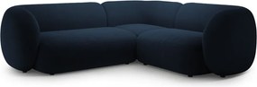 Divano angolare blu (con penisola a destra/a L) con rivestimento in velluto Kate – Micadoni