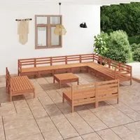 Set Salotto da Giardino 13 pz in Legno Massello di Pino Miele 3083172