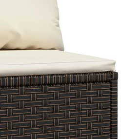 Divano centrale da giardino con cuscini in polyrattan marrone