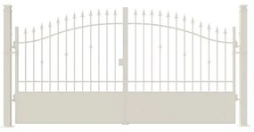 Cancello manuale con serratura elettrica Civetta in ferro, apertura centrale, L 358.5, H 150-180 cm, di colore bianco