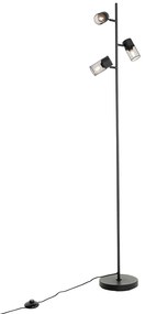 Lampada da terra industriale nera 3 luci - Jim