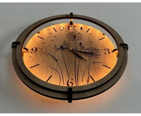 Li-Go 23688/DUB2 - Orologio LED con sensore di movimento, alimentazione 1xAA, diametro 32 cm, finitura in rovere