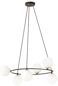 Lampadario Minimal Tiamat Acciaio Nero Oro 6 Luci E14 Ip20