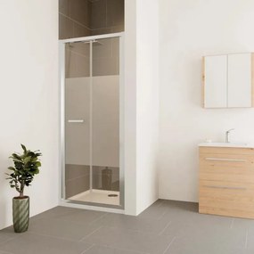 Porta doccia pieghevole L 65-70 cm x H 190 cm per nicchia in vetro trasparente SP. 6 mm, profilo lucido cromo, serie Verve