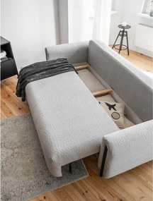 Divano grigio chiaro allungabile/con contenitore e rivestimento in bouclé 244 cm Arcadova – ELTAP