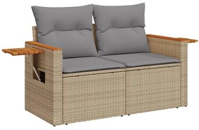 Set divani da giardino 11 pz con cuscini beige in polyrattan