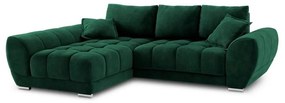 Divano letto angolare verde chiaro con rivestimento in velluto, angolo sinistro Nuage - Windsor &amp; Co Sofas