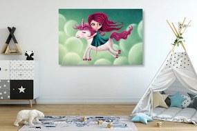 Stampa su tela – Bambina con unicorno