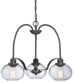 Lampadario Industrial Trilogy Metallo Bronzo Antico 3 Luci E27 3 Diffusori