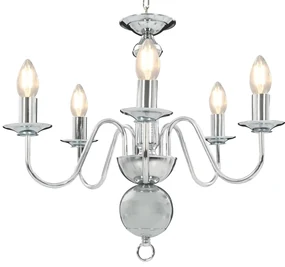 Lampadario Argento 5 Lampadine Attacco E14 /
