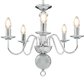 Lampadario Argento 5 Lampadine Attacco E14 /