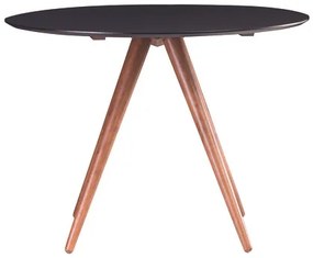 Tavolo da pranzo rotondo design noce e nero D106 WALFORD