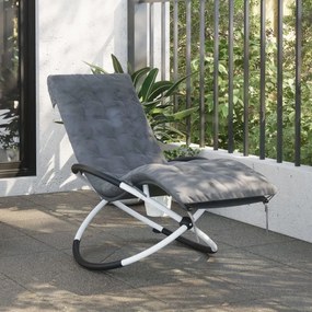 Lettino Prendisole Geometrico Con Cuscino Nero E Grigio Acciaio /