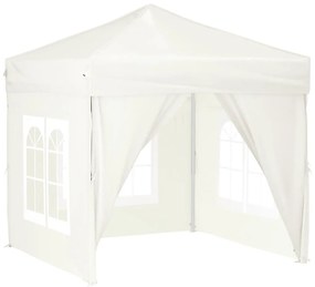 Tenda per Feste Pieghevole con Pareti Laterali Crema 2x2 m