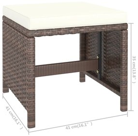 Set da Pranzo da Giardino 6 pz con Cuscini Polyrattan Marrone